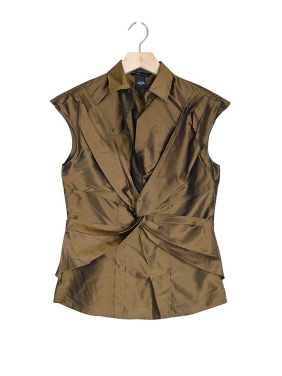 Moda International Tops - Moda International Women's S Silk Sleeveless Twist Front Wrap Blouse in Bronze